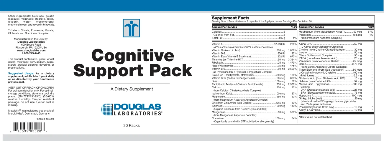 Label for Cognitive Support Pack