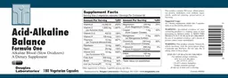 Label for Acid-Alkaline Balance Formula One Alkaline Blood (Slow Oxidizers)