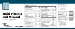 Label for Multi Vitamin and Mineral