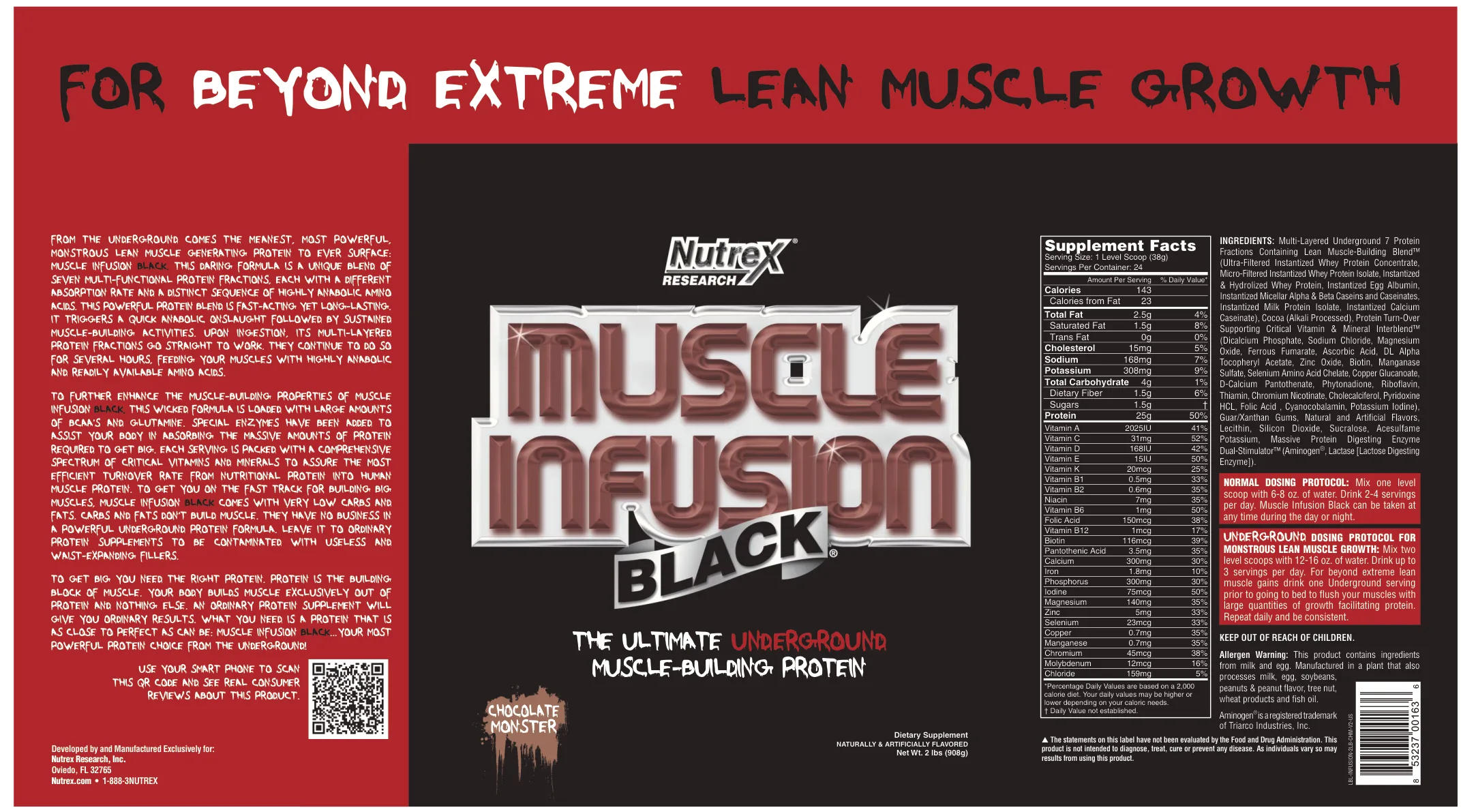 Label for Muscle Infusion Black Chocolate Monster