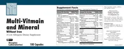 Label for Multi-Vitamin And Mineral Without Iron
