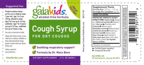 Label for Cough Syrup For Dry Coughs