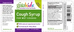 Label for Cough Syrup For Wet Coughs