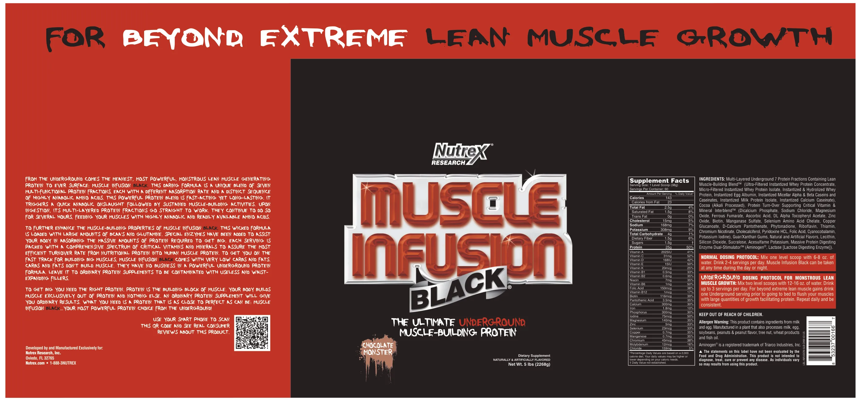 Label for Muscle Infusion Black Chocolate Monster