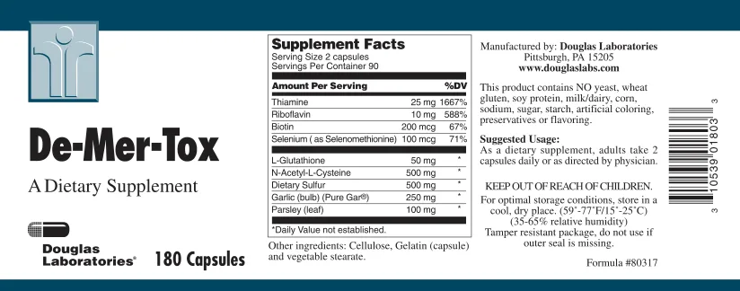 Label for De-Mer-Tox