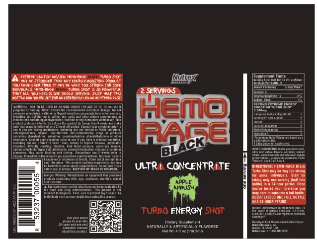 Label for Hemo Rage Black Ultra Concentrate Apple Ambush