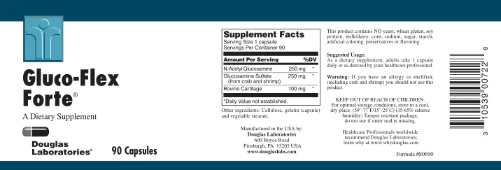 Label for Gluco-Flex Forte
