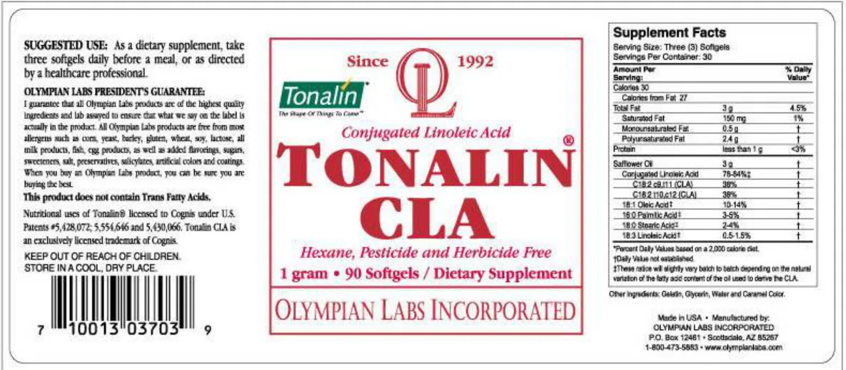 Label for Tonalin CLA