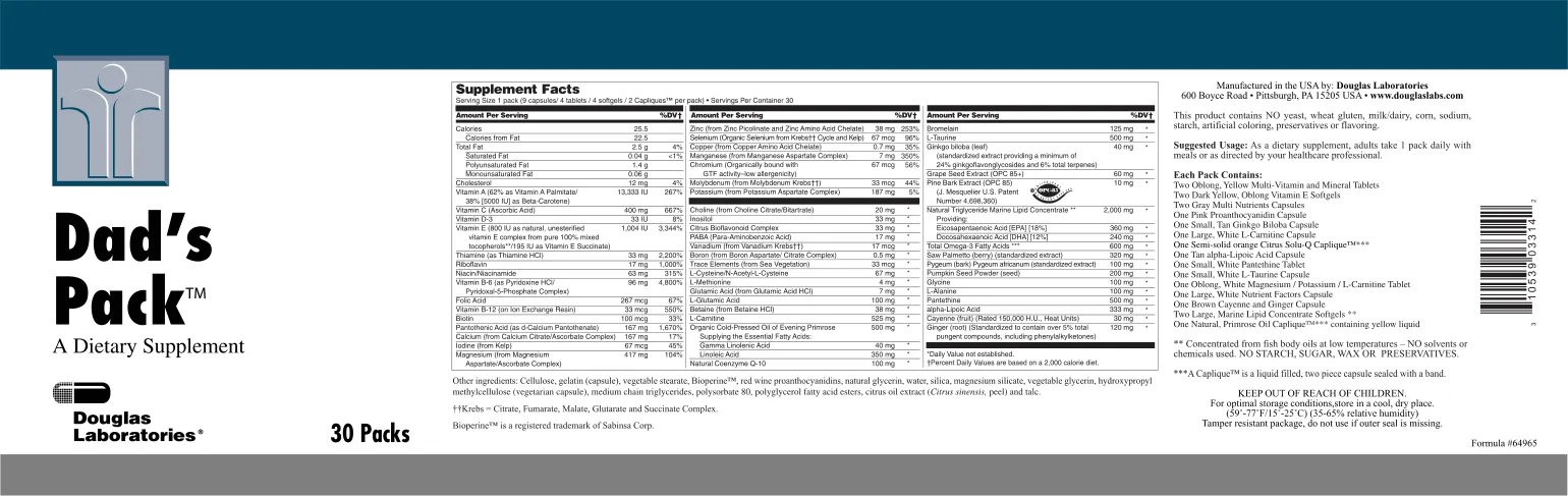 Label for Dad's Pack