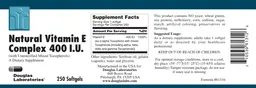 Label for Natural Vitamin E Complex 400 IU